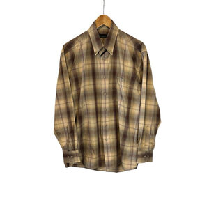 Men's Van Heusen Casual Button Down Shirt M Brown Beige Plaid